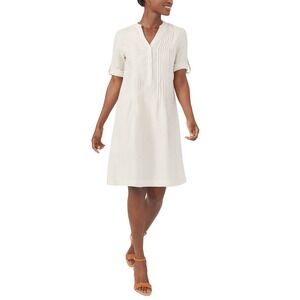J.McLaughlin Tunic Dress Women S Beige Riviera Linen Shirtdress Roll Tab Pleated